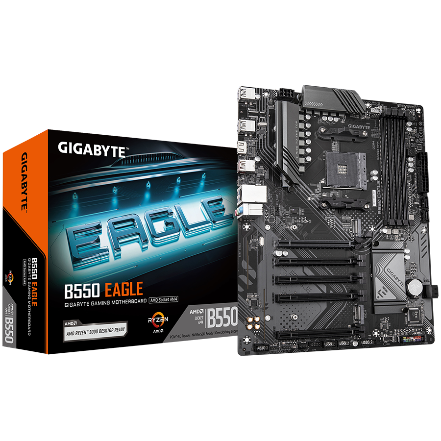 GIGABYTE B550 EAGLE AM4 ATX osnovna plošča - AMD B550, 4xDDR4, 2xM.2, 4xSATA, 1Gb LAN, 1xHDMI