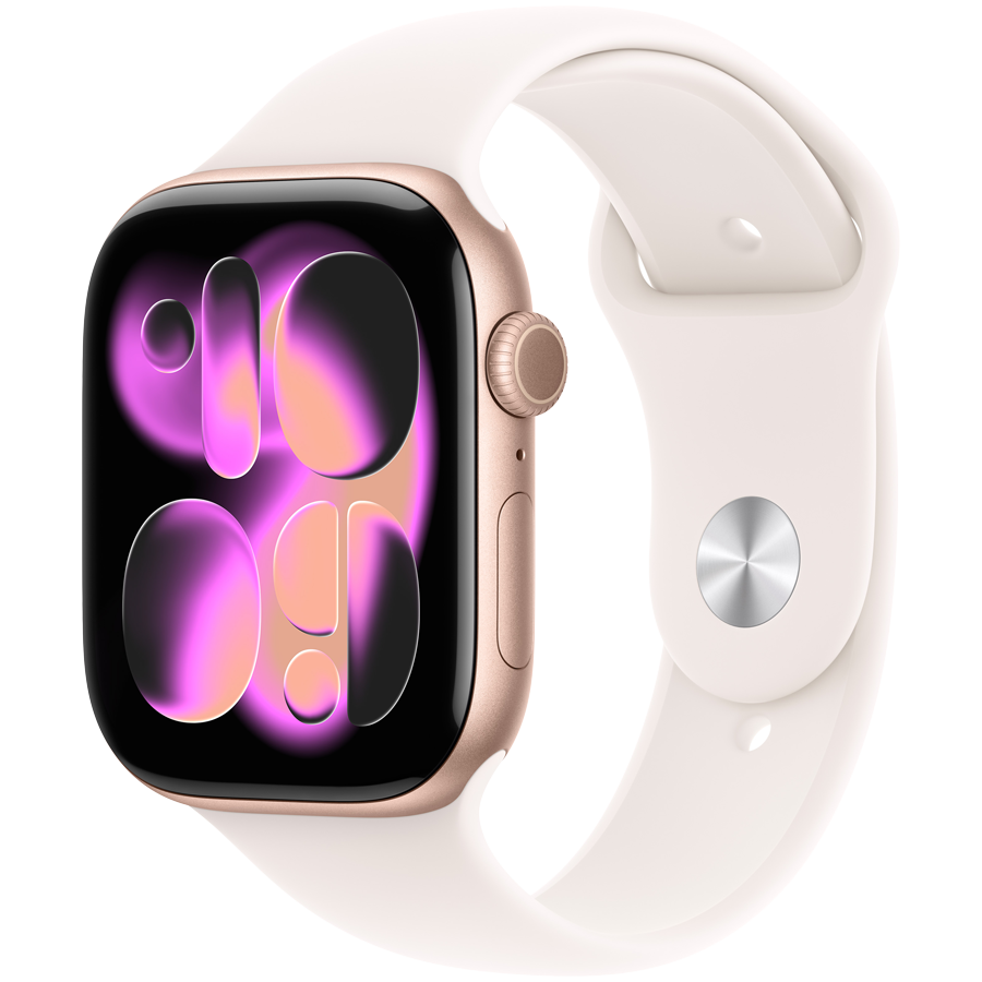 Apple Watch Series 11 GPS 46mm Rose Gold Aluminium Case with Light Blush Sport Band - S/M,Model A3333