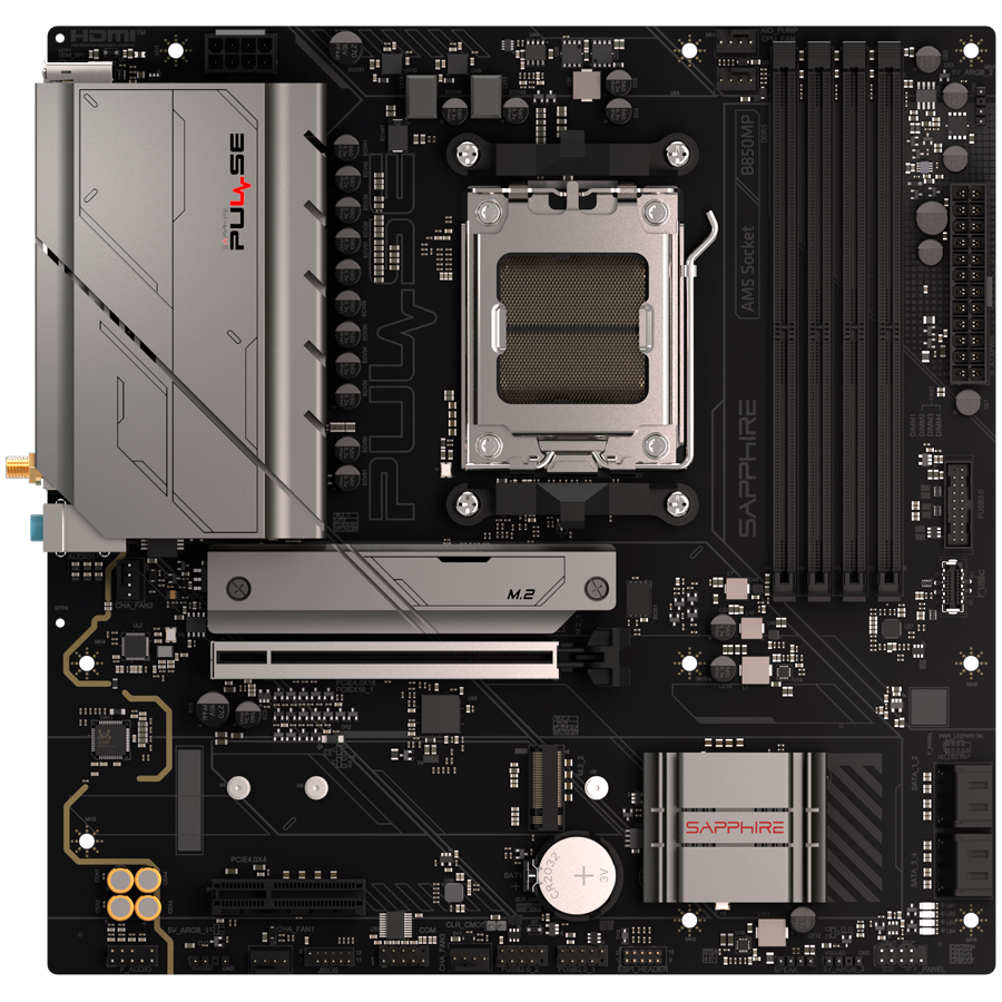 SAPPHIRE AMD B850M AM5 PULSE Ryzen R9/R7/R5, 4x DDR5 7600MHz, PCIE 4.0 x16, 1x M.2 Gen5, 1x M.2 Gen4, LAN 2.5 Gbps, WIFI6, USB, Micro-ATX