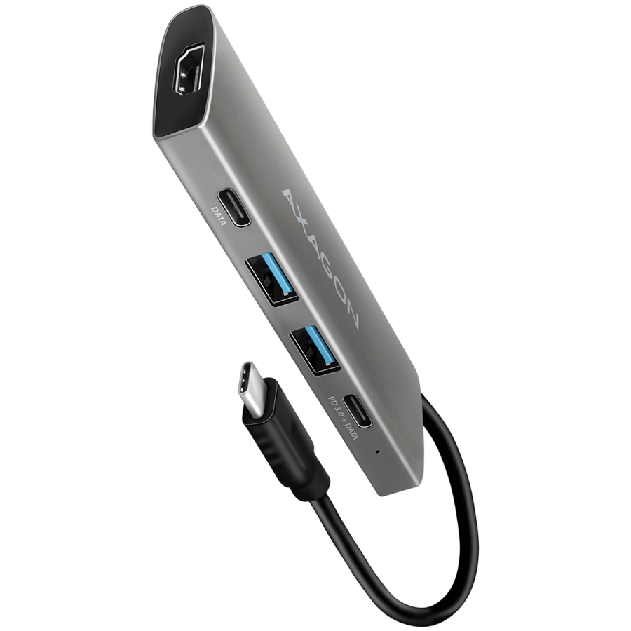 AXAGON HMC-5G21 2x USB-A + 2x USB-C + HDMI 4K/30Hz, USB-C 3.2 Gen 2 10Gbps hub, PD 60W, 13cm USB-C cable