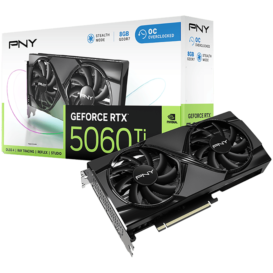 PNY Video Card NVidia GeForce RTX 5060 Ti 8GB Overclocked Dual Fan DLSS4
