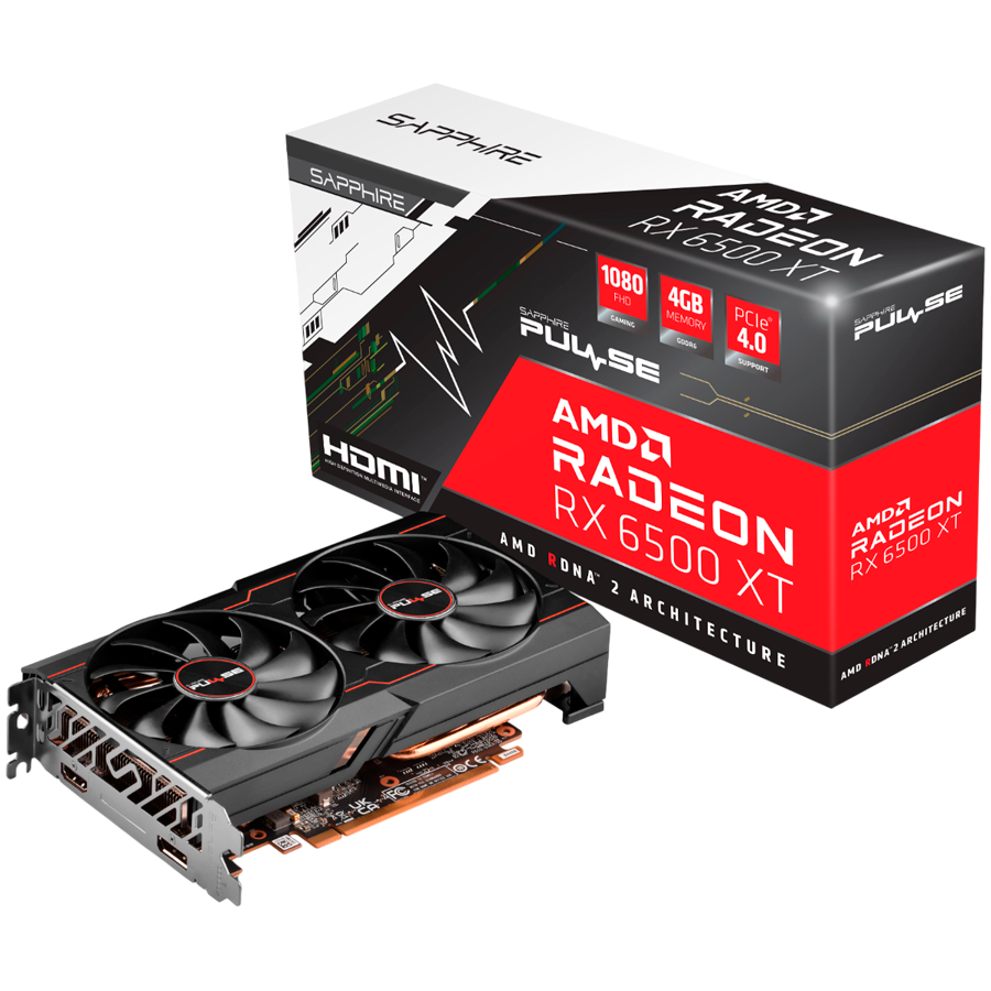 SAPPHIRE PULSE AMD RADEON RX 6500 XT GAMING OC 4GB GDDR6 HDMI / DP