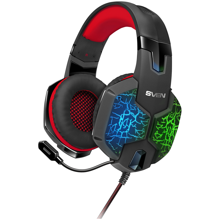 Gaming headphones with microphone SVEN AP-U988MV black-red