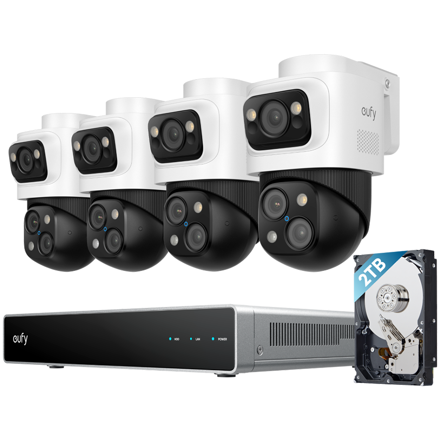 Anker, eufy NVR Security System S4 Max White 2TB, 4k Triple-Lens PTZ Camera