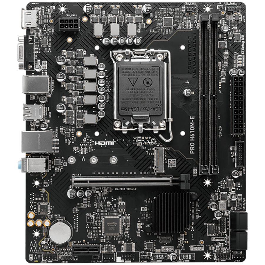 MSI PRO H610M-G LGA 1700 Intel H610 SATA 6Gb/s Micro ATX Motherboard 2x DDR5 PCI-E x16 slot M.2 Intel I219V1Gbps LAN EZ Debug LED