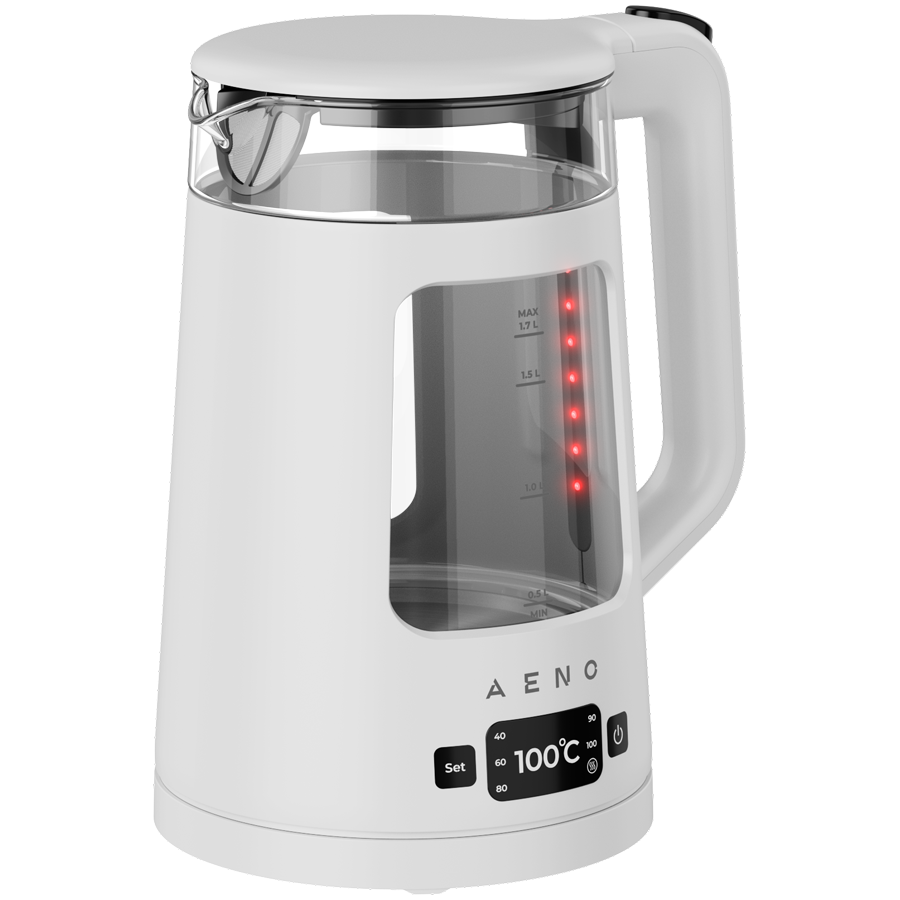 AENO Electric Kettle EK6: 1850-2200W, 2L, Strix, Square-shaped body, Transparent lid, High Resistant Glass, LED-Illumination, Auto Power Off, Dry tank Protection