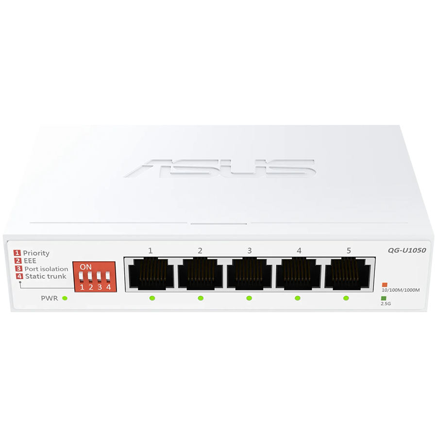 ASUS QG-U1050, 5-portno 2.5G stikalo, Plug and Play, enostavna namestitev