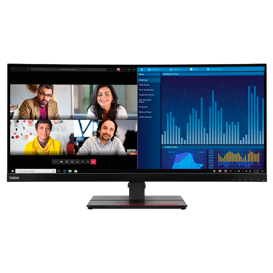 ThinkVision P34w-20, Curved 34.14" IPS, 3440x1440 FHD, Anti-glare, 1000:1, 300 nits, 60Hz, 178 / 178, 21:9, 4/6ms, 3800R, 3Wx2, Tilt, Swivel, Height Adjust Stand, 2x HDMI, 1x DP, 1x DP Out, RJ45, 5x USB 3.2, VESA, 3Yr