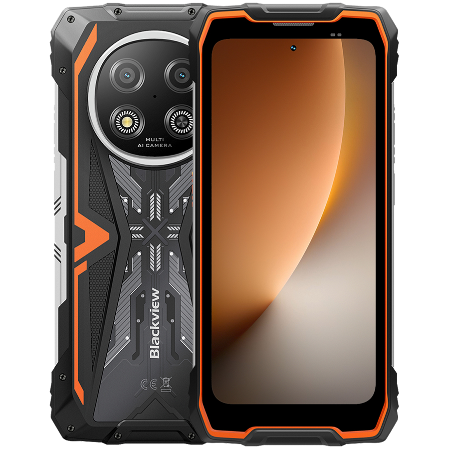 Blackview ROCK 2 5G 6.67-inch HD+ 1640x720 120Hz 12+256GB Unosoc T8100 Octa-Core 2.2GHz 13MP Front 16MP Rear NFC FG MIL-STD-810H 15000mAh Fingerprint  Android 16 Orange