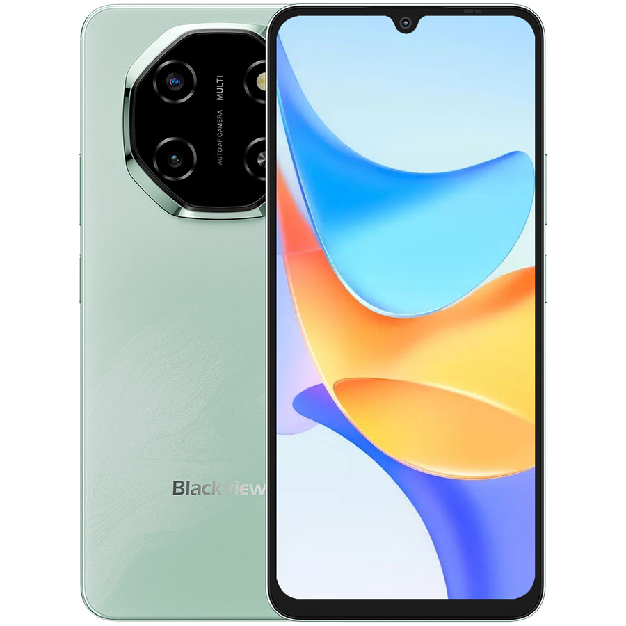 Blackview SHARK 6 5G 6.88inch FHD 1640x720 IPS LCD 120Hz 4+128GB Unisoc T8100 octa-core up to 2.2GHz Cam 13MP Front 8MP / 16+2MP Rear Battery 5000mAh Type-C Dual SIM SD card slots Android 15 Mint Green