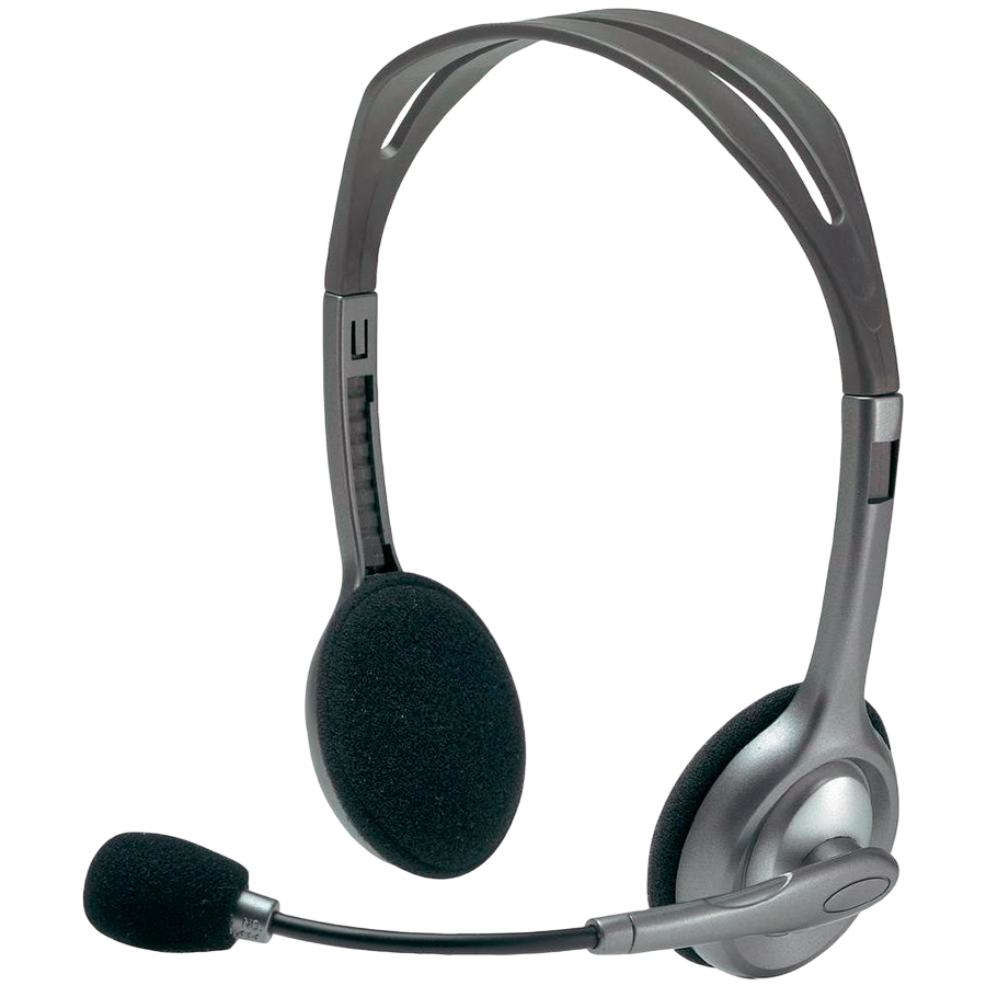 LOGITECH H110 Corded Stereo Headset - GRAY/SILVER - Dual Plug