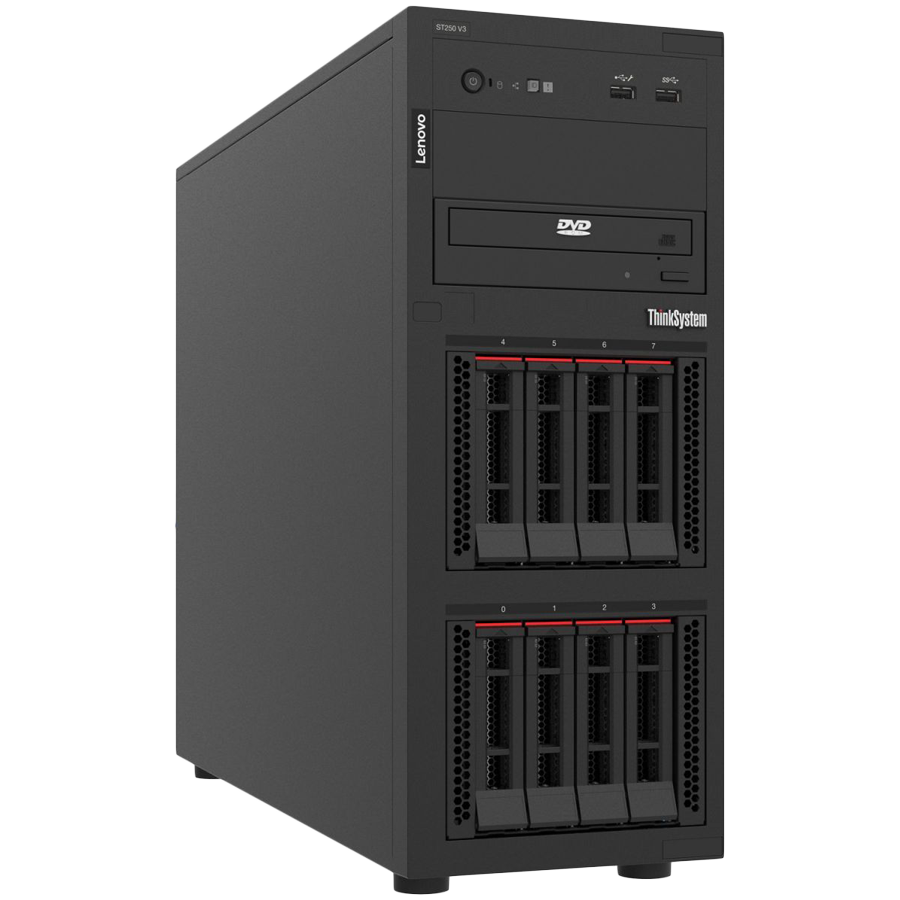 Lenovo ThinkSystem ST250 V3,1xIntel Xeon 6315P (4C 2.8GHz 55W),2.5 Chassis Base,SW RAID,1x800W,XCC Platinum,3yr Warranty