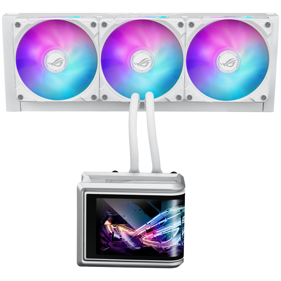 ASUS ROG Ryuo IV SLC 360 ARGB White Edition vodno hlajenje za procesor, trije 120mm ARGB ventilatorji, Aura Sync, belo