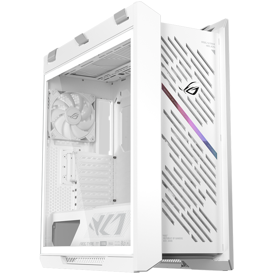 ASUS ROG Strix Helios II GX601S White Edition EATX računalniško ohišje, kaljeno steklo, štirje 140mm ventilatorji, belo