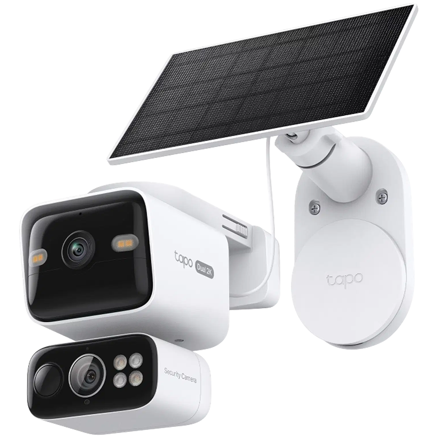 TP-Link Tapo C645D KIT Solar-Powered Dual-Lens Pan/Tilt Security Camera Kit, 2K 3MP(2304x1296 and 2K 3MP(2304x1296), 2.4 G and 5GHz, 10000mAh rechargeable lithium-ion battery,  Solar panel(5.