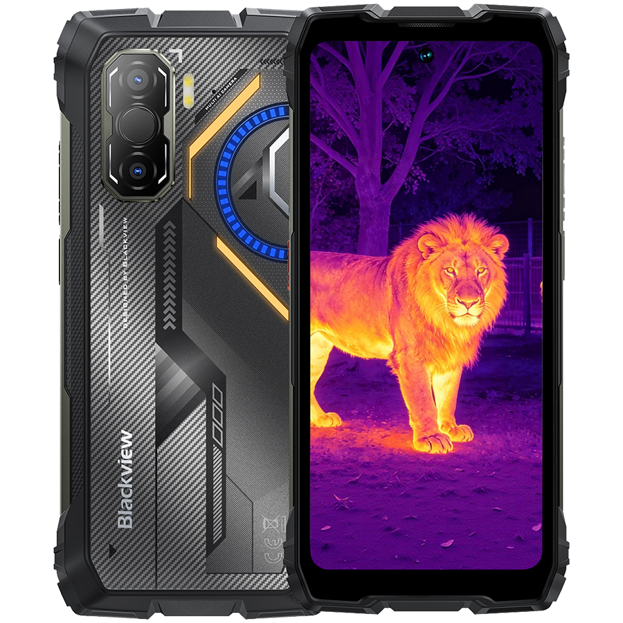 Blackview ROCK 3 LTE 6.78-inch FHD+ 2460x1080 120Hz 8+256GB MT Helio G100 Octa-Core 2.2GHz 50MP Front 108MP Rear Thermal imaging camera NFC FG MIL-STD-810H 10000mAh Wireless Charging Fingerprint Android 16 Black