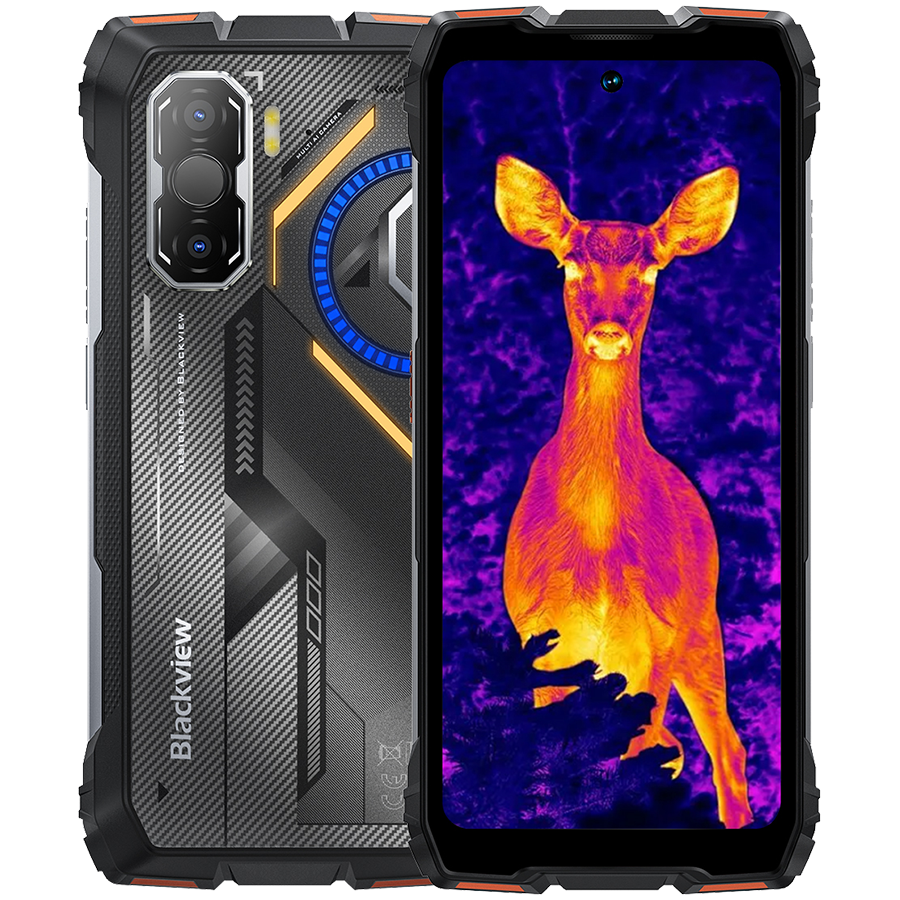 Blackview ROCK 3 LTE 6.78-inch FHD+ 2460x1080 120Hz 8+256GB MT Helio G100 Octa-Core 2.2GHz 50MP Front 108MP Rear Thermal imaging camera NFC FG MIL-STD-810H 10000mAh Wireless Charging Fingerprint Android 16 Orange