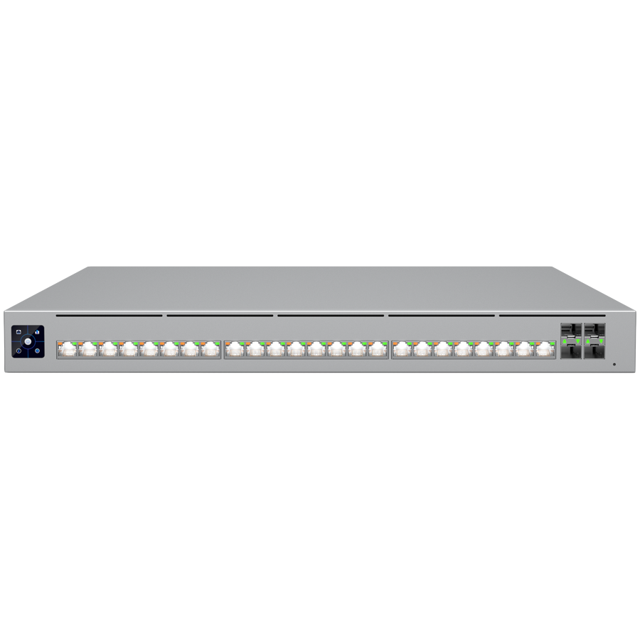 Enterprise Campus 24S PoE ECS-24S-PoE (1050W) Enterprise-grade 24-port, Layer 3 Etherlighting PoE+++ switch with Stacking support and high-capacity 10 GbE RJ45 and 25G SFP28 connections for high availability system design.