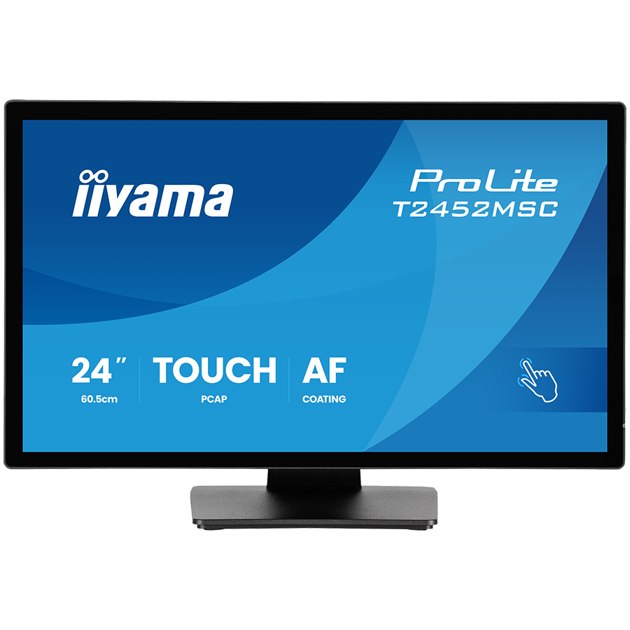 IIYAMA Monitor LED T2452MSC-B2 24" DeepContrast PCAP+ 10pt touchscreen 1920x1080 120Hz 400cd 5ms HDMI DP landscape, face-up tilt