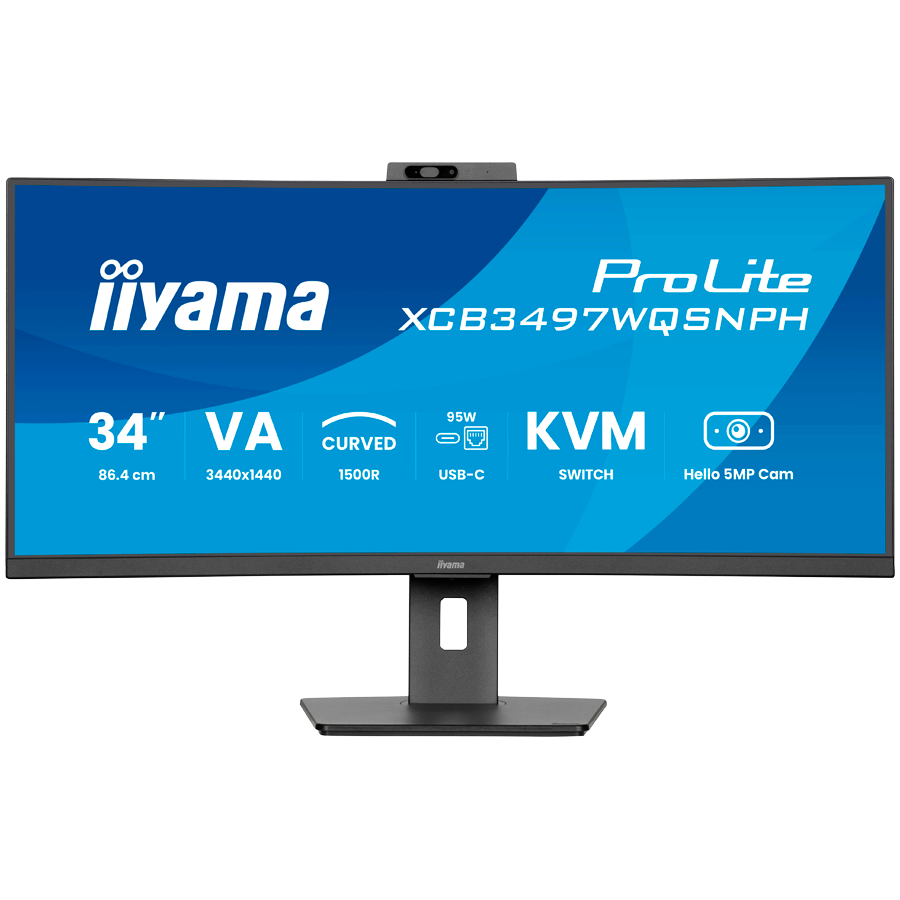 IIYAMA Prolite XCB3497WQSNPH-B1 poslovni monitor (ukrivljen) - 86.4 cm (34"), UWQHD (3440x1440), VA, 120Hz, 300 cd/m², mat / črn