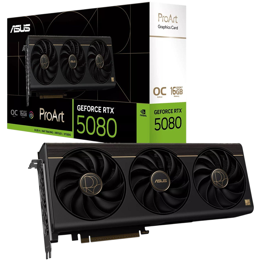 ASUS ProArt GeForce RTX 5080 OC Edition 16GB GDDR7 (PROART-RTX5080-O16G) grafična kartica, PCIe 5.0, 1xHDMI 2.1b, 2xDisplayPort 2.1b, 1xUSB Type-C