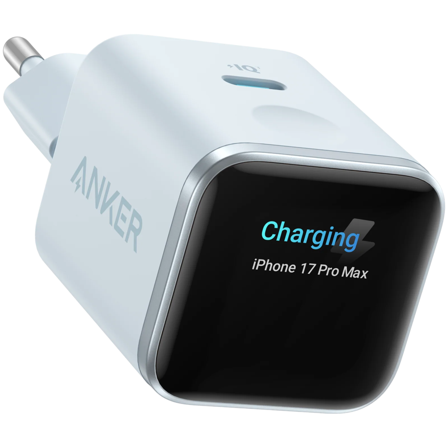 Anker Nano Charger (45W, Smart Display), Smart iPhone Recognition With Care Mode, 45W Max Fast Charging with Smart Power Adjustment, Pocket Size, Powered by GaN