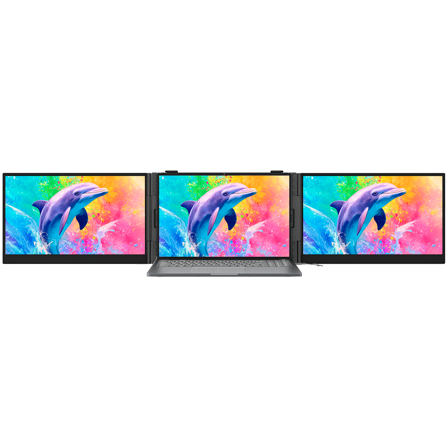 Portable monitor Blackview DCM8Pro Dual Screen 15.3inch 1920x1200 16:9 LCD 60Hz IPS 178 USB-C 3.1x3 Type C PD3.0 FCx1 364.4x237.43x21mm Two screens can be lit up with just one cable connected to the computer Grey Black