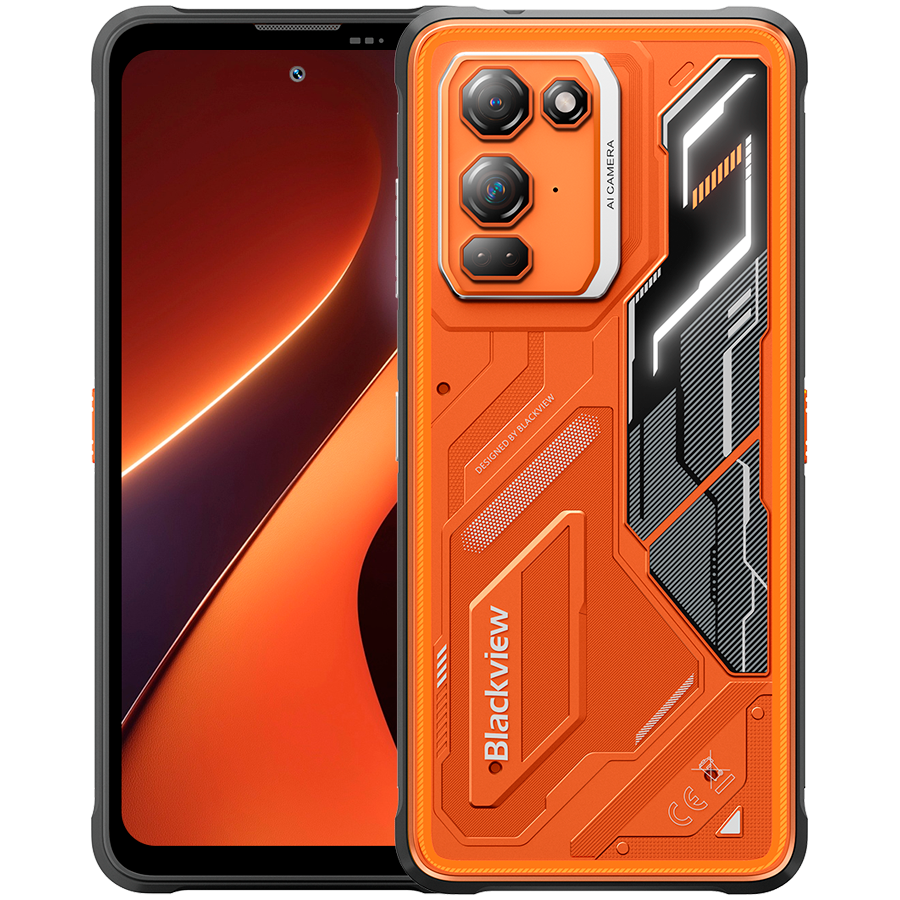 Blackview FORT200 LTE 6.78-inch FHD+ 2460x1080 120Hz 6+256GB MT Helio G100 Octa-Core 2.2GHz 50MP Front 108MP+13MP Rear NFC Night Vision cam+IR light MIL-STD-810H 5000mAh Wireless charging Fingerprint  Android 16 Blaze Orange