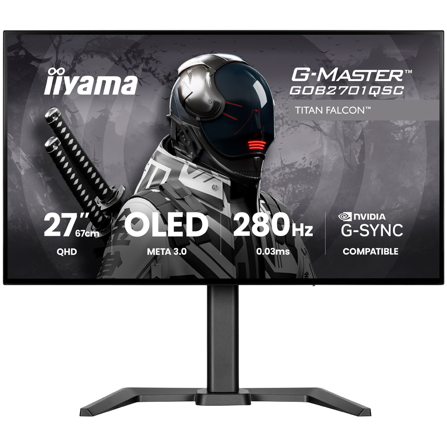 IIYAMA G-Master GOB2701QSC-B1 gaming monitor - 68.5 cm (27''), WQHD (2560x1440), OLED, 280Hz, 0.03ms, 1500 cd/m², mat / črn