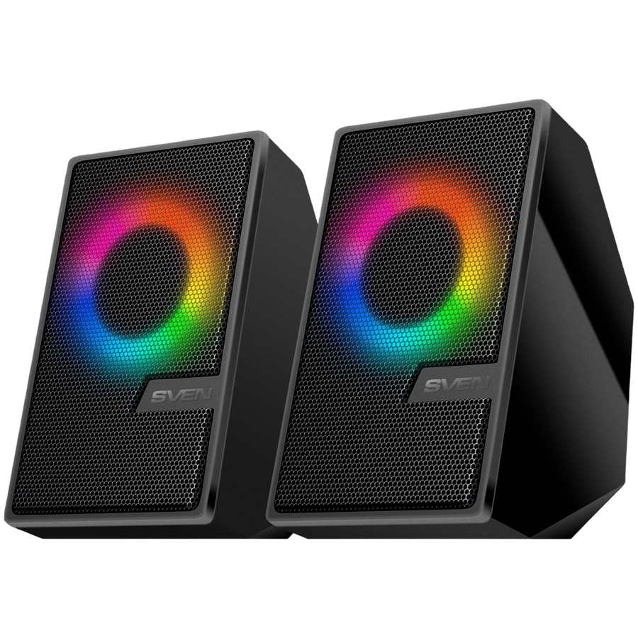 2.0 speakers SVEN G342, black, USB, Bluetooth, RGB, remote control on cable