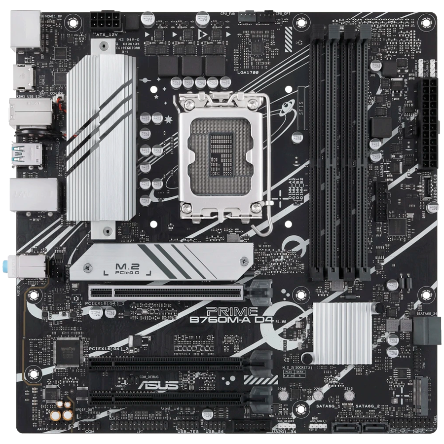 ASUS PRIME B760M-A D4-CSM LGA1700 mATX osnovna plošča - Intel B760, 4xDDR4, 2xM.2, 4xSATA, 2.5Gb LAN, 1xDP, 2xHDMI, Aura Sync