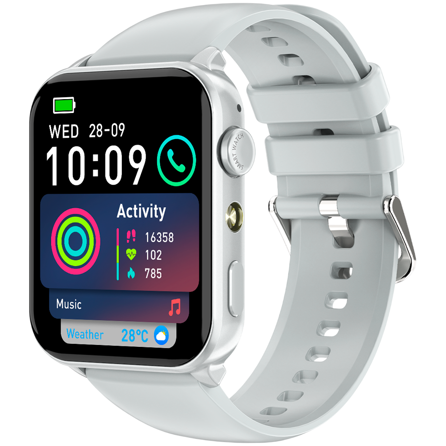 Blackview R30Max 1.91 inch TFT HD LCD 280x320 RAM 160KB+ROM 384KB 350mAh Calls and SMS notification, LED flashlight, 24-hour heart rate detection Silver