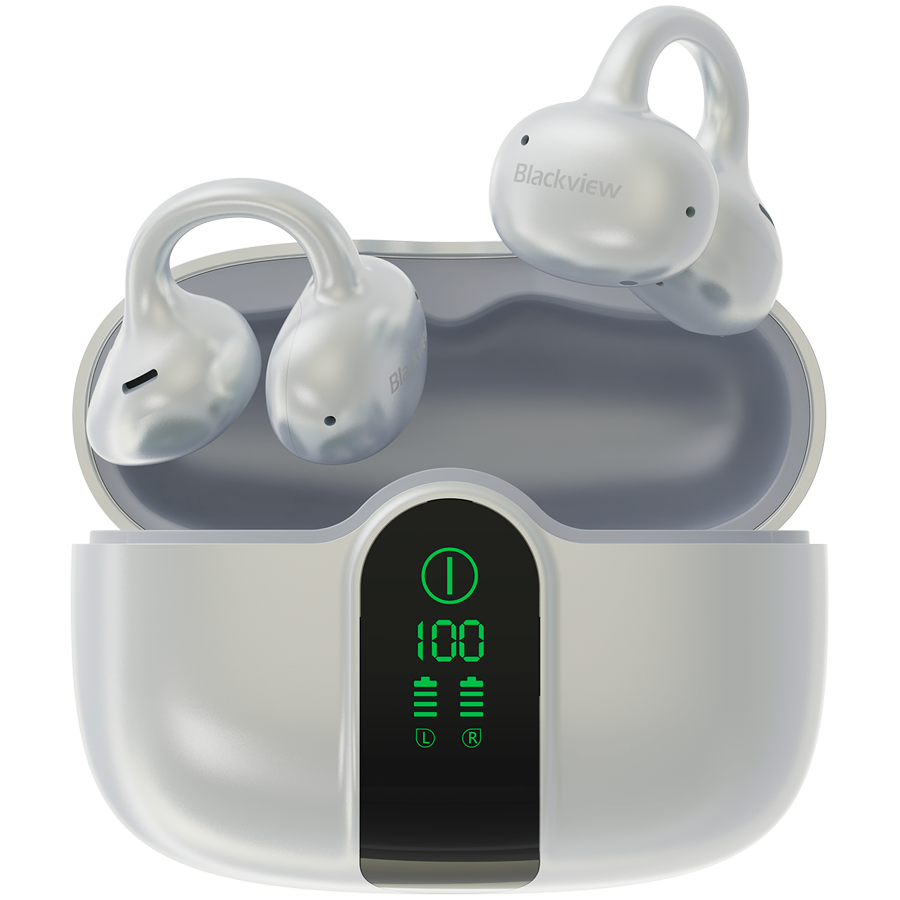 BLACKVIEW AirBuds 15 Bluetooth headset,with microphone,BT V6.0,IPX5 Waterproof,50Hz-8KHz,13mm Titanium-Coated Driver,Android/iOS/HarmonyOS compatible,Smart Touch Control,ENC Noise Reduction, battery EarBud 50mAh*2+Charging Case 400mAh,White