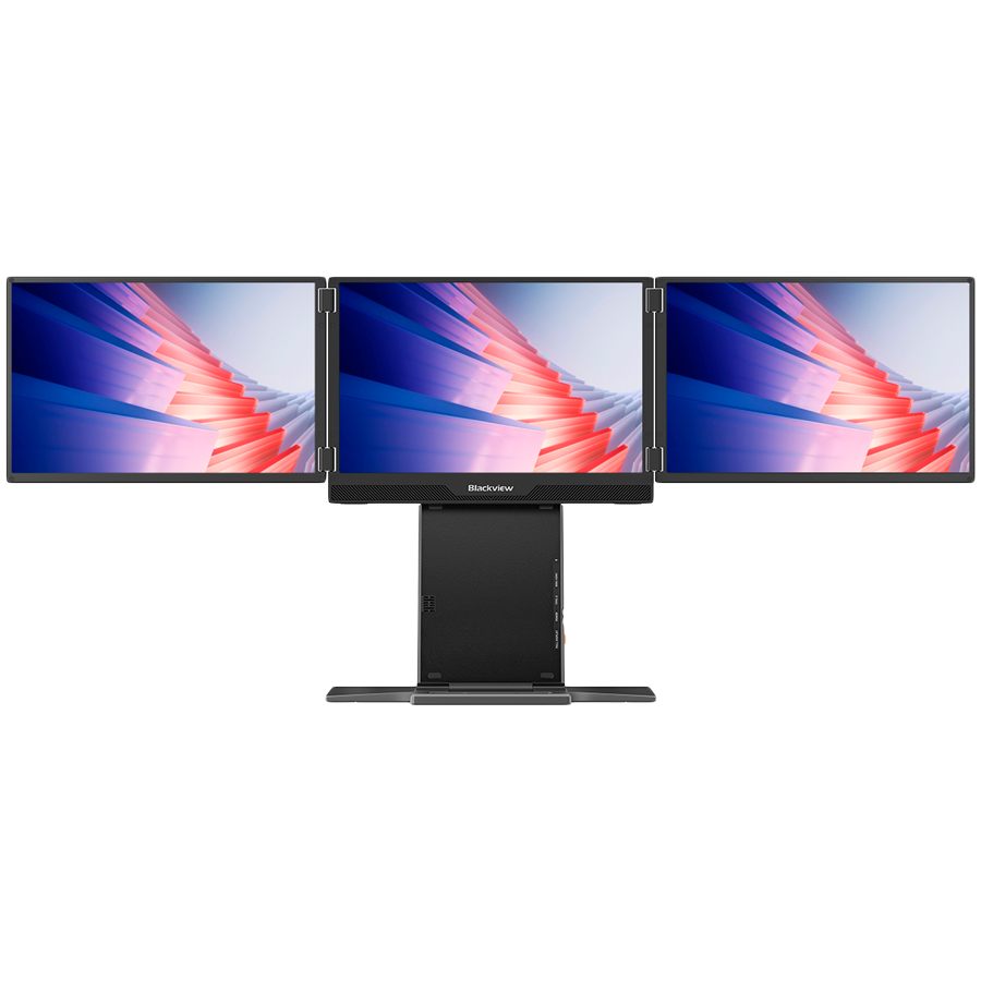 Blackview Portable Monitor Table 16 Triple Screen 15.3inch 1920x1200 16:10 60Hz IPS 178,USB-C 3.1x1 Type-C PD3.0x1 Mini HDMIx1 358.7x303.4x47.9mm,Triple Portable Monitor for Laptops Plug and Play,Black