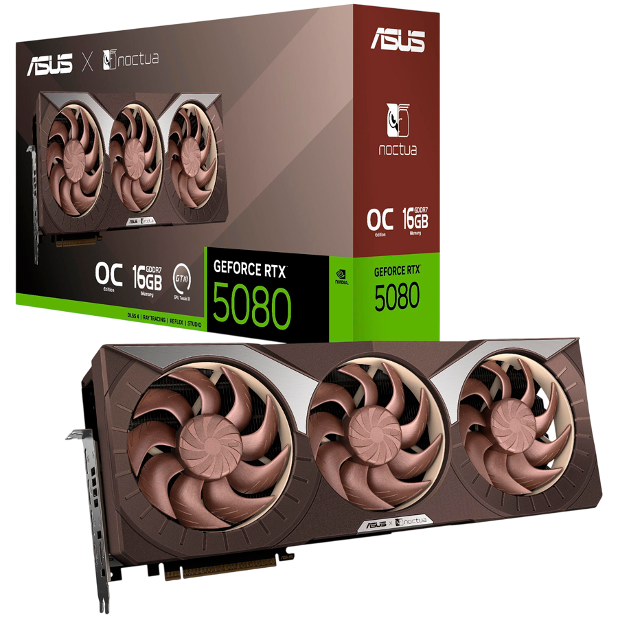 ASUS GeForce RTX 5080 16GB GDDR7 Noctua OC Edition (RTX5080-O16G-NOCTUA) grafična kartica, PCIe 5.0, 2xHDMI 2.1b, 3xDisplayPort 2.1b