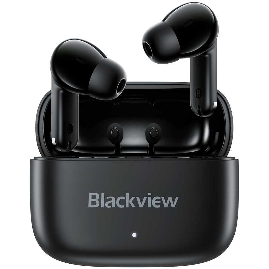 Blackview AirBuds 16 Bluetooth Headset, with microphone, BT V6.0, IPX4 Waterproof, Jerry IC, Semi-in-ear/In-ear Earphone, Detachable Ear Caps, Smart Touch Control, battery EarBud 35mAh*2 + Charging Case 470mAh, Black