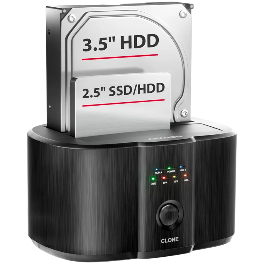USB-C 5Gbps docking station for 2x 2.5"/3.5" SSD/HDD with disk cloning function without PC