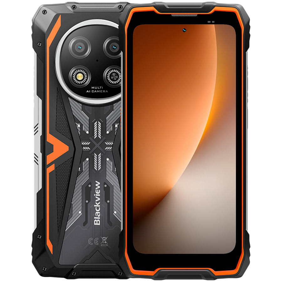 Blackview ROCK2 5G 6.67-inch HD+1604x720 120Hz,8+256GB,Unisoc T8100 Octa-core 2.2GHz,13MP Front 16MP Rear,NFC,Fingerprint,15000mAh,Android 16,Orange