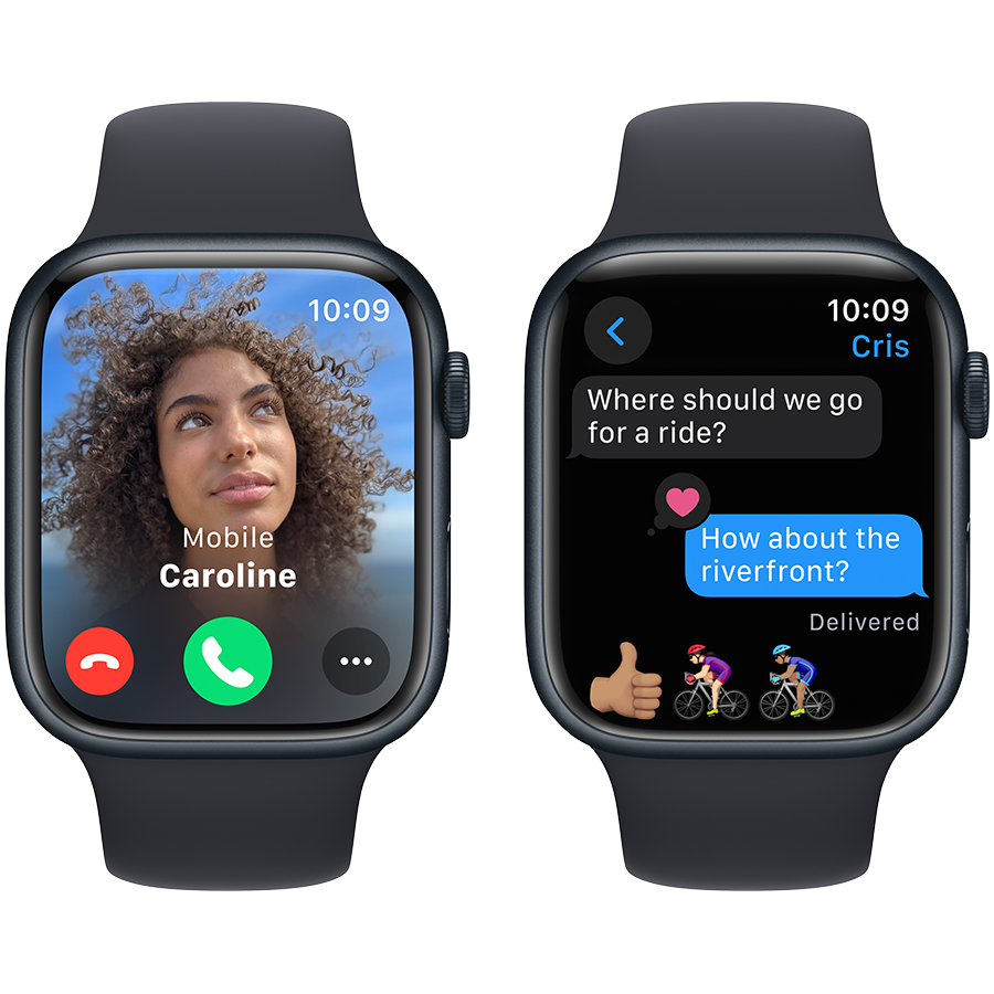 Apple Watch Series 9 GPS, 45мм, Тёмная ночь, Спортивный ремешок цвета «тёмная ночь», M/L — Изображение №6