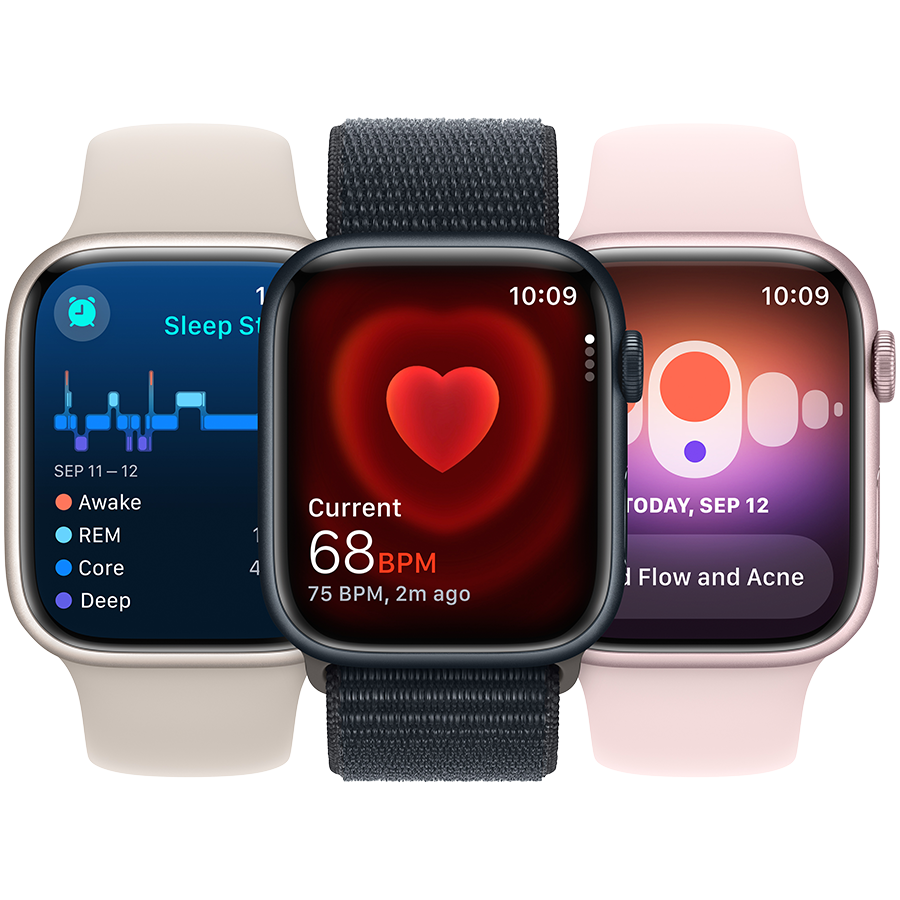Apple Watch Series 9 GPS, 45мм, Тёмная ночь, Спортивный ремешок цвета «тёмная ночь», M/L — Изображение №7
