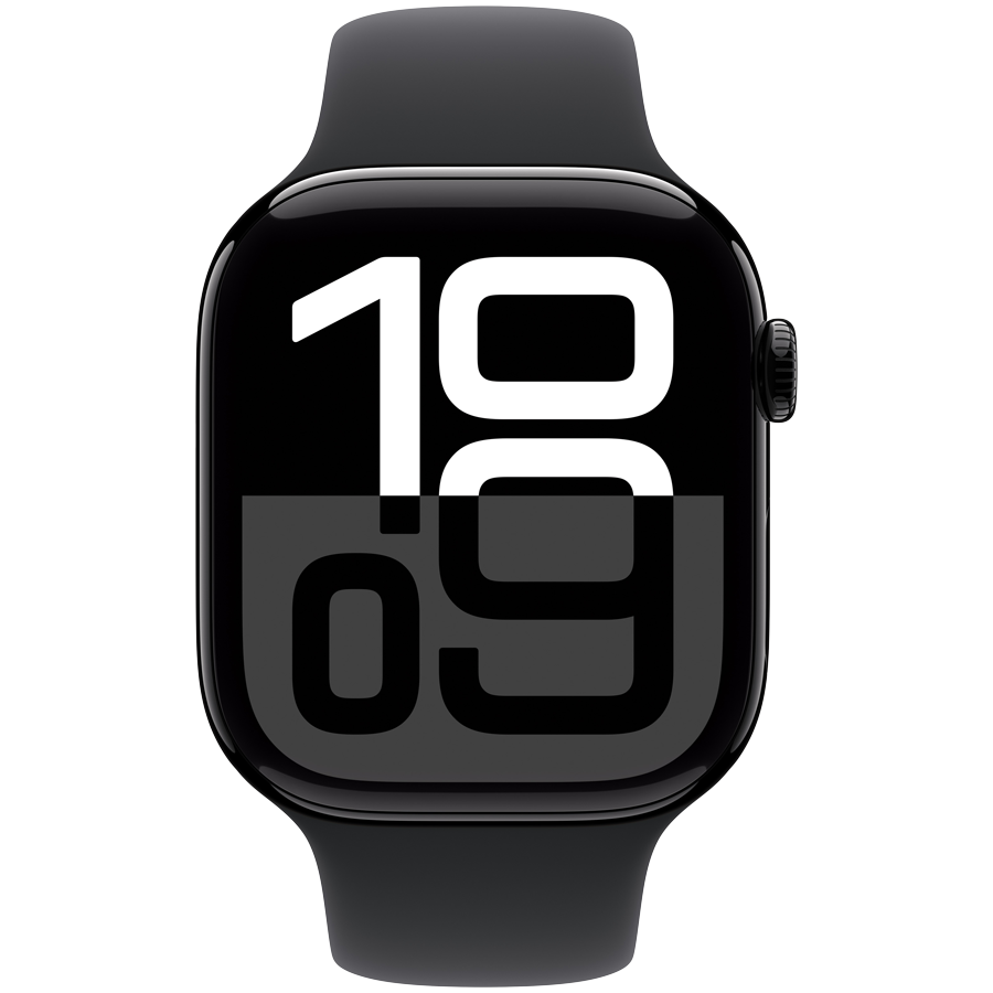 Apple Watch Series 10 GPS, 42χιλ., Jet Black, Μαύρο αθλητικό λουράκι, S/M — Εικών №2