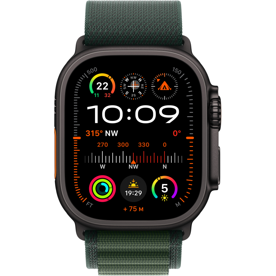 Apple Watch Ultra 2 2024, 49mm, Black Titanium, Dark Green Alpine Loop, Small — Image №2