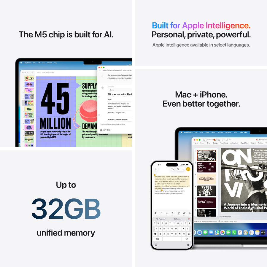 Apple MacBook Air 13.6"  Apple M5 (10C CPU/10C GPU), 16 GB, 1 TB, Starlight, 2026 — Image №8