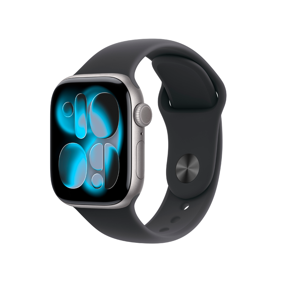 Apple Watch Series 11 GPS, 42мм, Space Grey Aluminium, Черный спортивный ремешок, M/L — Изображение №1